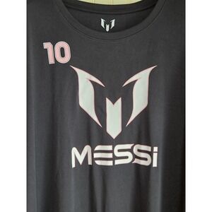 Messi Shirt Mens 3XL Black Number 10 Soccer‎ Graphic Tee Polyester Logo